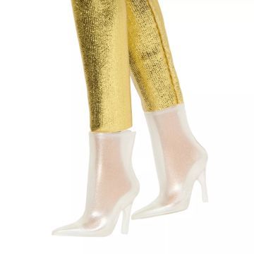 Barbie: Fashionista barátnők stílusos divatbaba - 65. évfordulós baba arany ruhában - . kép