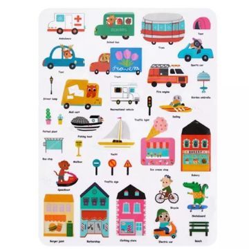 Tooky Toy: Városi mintás foglalkoztató könyv szilikonmatricákkal - . kép