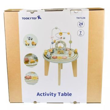Tooky Toy: medinis lavinamasis stalas su traukiniu - .vaizdas