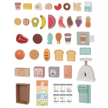 Tooky Toy: 2-ühes mängupood ja köök komplekt lisatarvikutega - .pilt