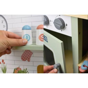 Tooky Toy: Bucătărie de jucărie cu accesorii, din lemn - .foto