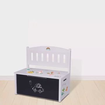 Tooky Toy: 2-ühes puidust mänguasjakast ja pink - .pilt