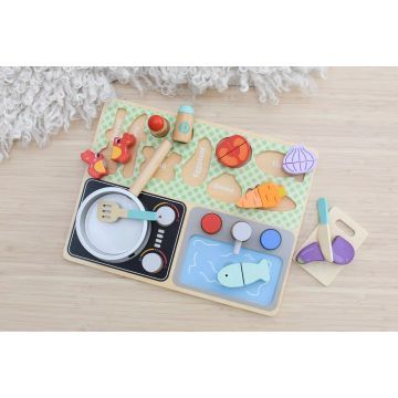 Tooky Toy: Konyhai fa játékszett kiegészítőkkel - . kép