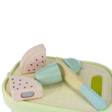 Tooky Toy: Comidas de madeira cortáveis - 31 peças, na cesta - .Imagem