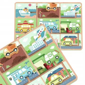 Tooky Toy: Labirinto de madeira com veículos - .Imagem