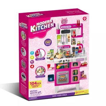 Cozinha de brinquedo com acessórios – rosa - .Imagem