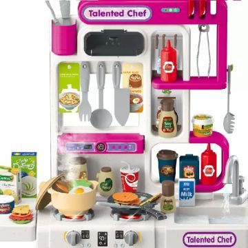 Cozinha de brinquedo com acessórios – rosa - .Imagem