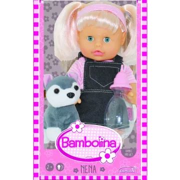 Bambolina: Nena játékbaba kutyával - 36 cm - . kép
