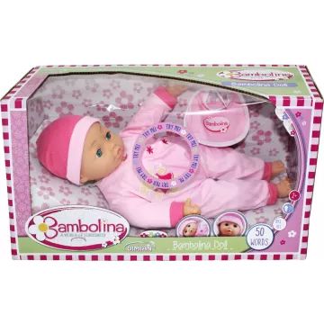 Bambolina: Boneca falante em húngaro com babador - 40 cm - .Imagem