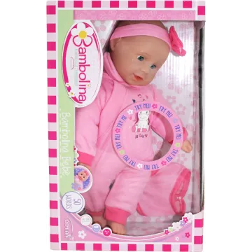 Bambolina: Magyarul beszélő játékbaba előkével - 34 cm - . kép