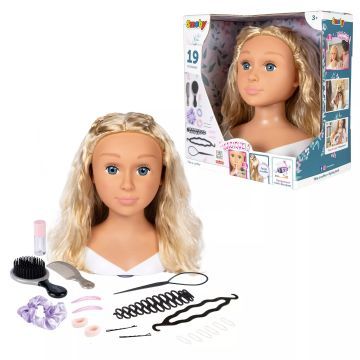 Smoby: Cap de păpușă pentru coafat și machiat - păr blond - .foto