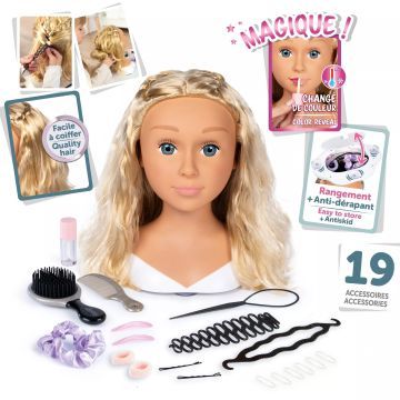 Smoby: Cap de păpușă pentru coafat și machiat - păr blond - .foto
