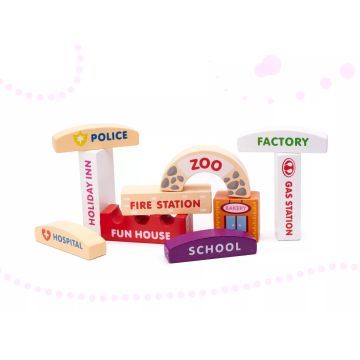 Moje miasto, drewniane klocki konstrukcyjne w wiadrze - 120 sztuk - .zdjęcie 