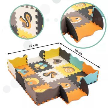 Keretes habszivacs szőnyeg puzzle - 90 x 90 cm, 25 db-os, Állatok - . kép