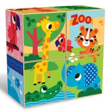 Kids Hits: Fa puzzle kocka - Színes állatkert - . kép