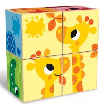 Kids Hits: Fa puzzle kocka - Színes állatkert - . kép