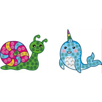 Diamond Dotz: Big Dotz matricakészítő készlet, 2 db - Csiga és narvál - . kép