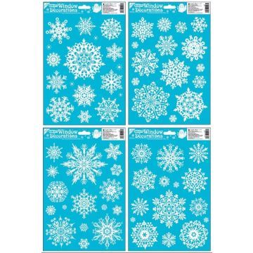 Flocos de neve adesivo para janela brilhante, 42 x 30 cm, branco - vários tipos