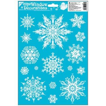 Schneeflocken Glitzer Fenstersticker, 42 x 30 cm, weiß - verschiedene Varianten - . bild aus