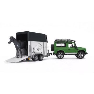 Bruder: Land Rover Defender terepjáró lószállító és lófigura szett - . kép