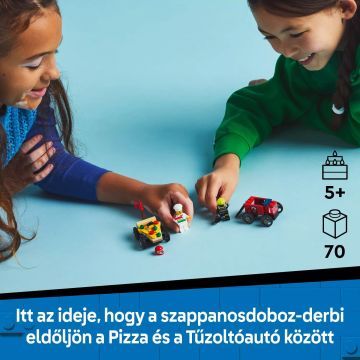 LEGO® City Pizzásautó vs. tűzoltóautó, versenyautós csomag 60458 - . kép