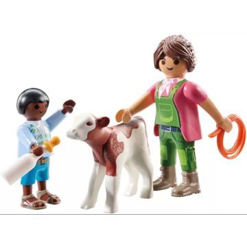 Playmobil : Ensemble fermier avec veau - .image