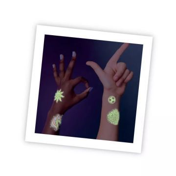 Buki: Tatuagens laváveis - Desenhos que brilham no escuro - .Imagem