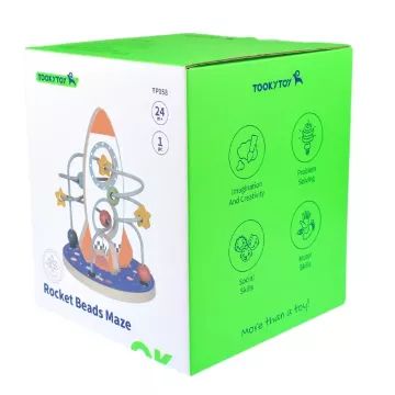 Tooky Toy: Rakéta golyóvezető pálya fából - . kép