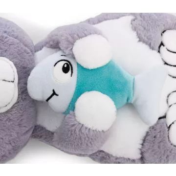Nici: Pelēka plīša kaķis un zivs - 40 x 20 cm - .attēls
