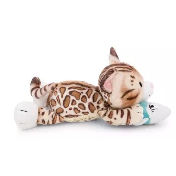 Nici: Gatinho bengali de pelúcia e peixe, deitado - 30 cm - .Imagem