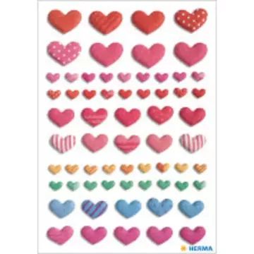 Herma: Abțibilduri pufoase cu inimi colorate