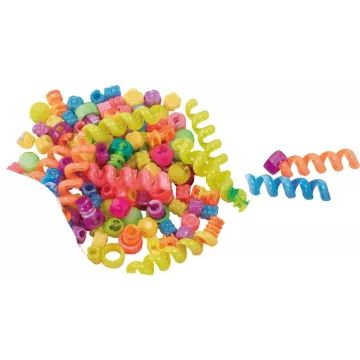 Conjunto de enfeites de cabelo com elásticos de cabelo coloridos - .Imagem