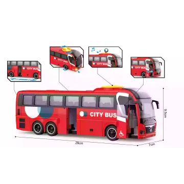 Ônibus de brinquedo com luzes e sons, 1:16 - vermelho - .Imagem