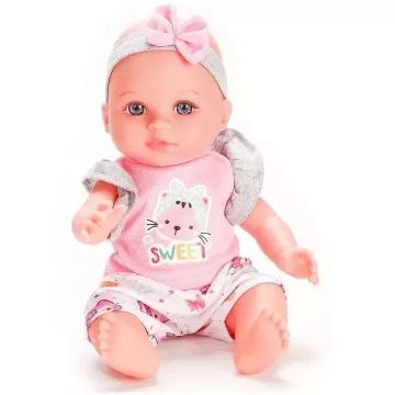 Bambola con suoni, culla e accessori - 30 cm - .immagine