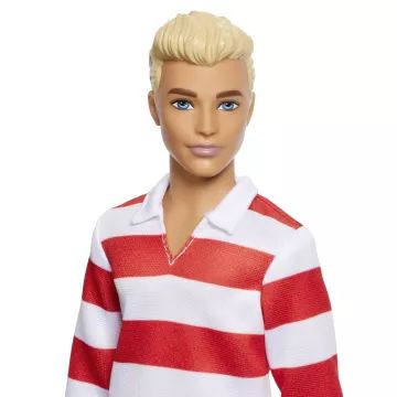 Barbie Fashionista Barátok: Fiú baba piros csíkos pulcsiban - . kép
