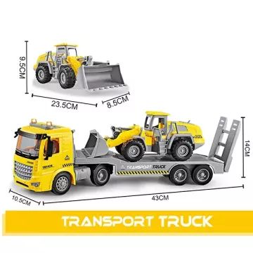 Legesæt med biltransporter og entreprenørmaskine - .billede