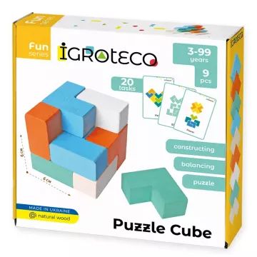Joc 2‑în‑1 de echilibru și puzzle cu cuburi