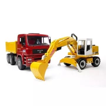 Bruder: MAN TGA LKW mit Schaufelbagger - 35 cm - . bild aus