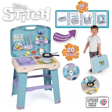 Smoby: Bucătărie mică pliabilă Stitch cu 20 de accesorii - .foto