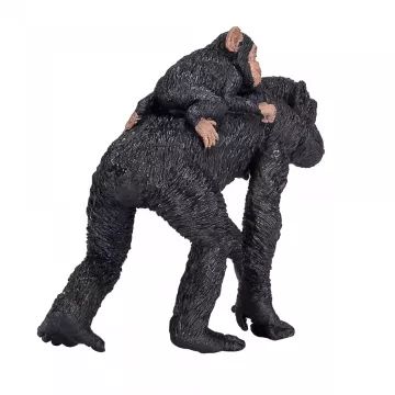Mojo: Scimpanzé con cucciolo - figura dipinta a mano - .immagine
