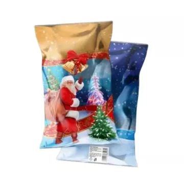 Mikulás zacskó arany mintával - széles, 20 x 35 cm - . kép