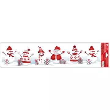 Adesivo de janela brilhante com motivo de boneco de neve - 64 x 15 cm, variados - .Imagem