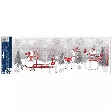 Kabouter en sneeuwpop patroon glitter raamsticker - 60 X 23 cm, diverse soorten - .afbeelding
