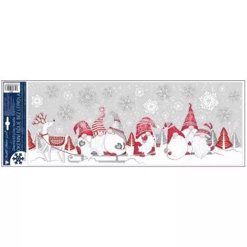 Kabouter en sneeuwpop patroon glitter raamsticker - 60 X 23 cm, diverse soorten - .afbeelding