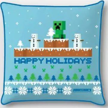 Minecraft: Față de pernă decorativă de Crăciun - 40 x 40, catifea, albastră