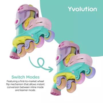 Yvolution: Twista pattini regolabili - arcobaleno, 23-28 - .immagine