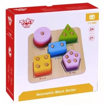 Tooky Toy: Geometriai formaválogató játék, fa CSOMAGOLÁSSÉRÜLT - . kép