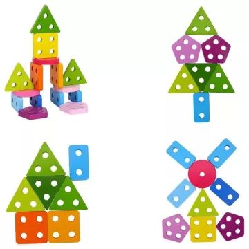 Tooky Toy: Geometriai formaválogató játék, fa CSOMAGOLÁSSÉRÜLT - . kép