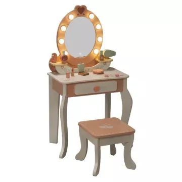 Tooky Toy: koka tualetes galdiņš ar sirsniņām un apgaismojumu, 92 cm - .attēls