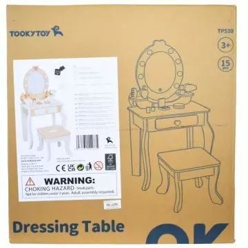 Tooky Toy: penteadeira de madeira com corações e luz, 92 cm - .Imagem